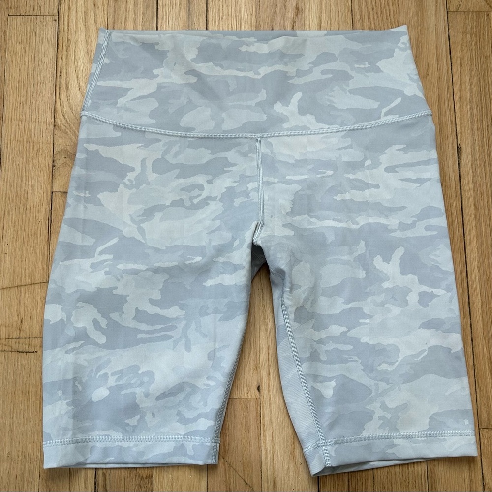 lululemon athletica Light Gray Camo Bike Shorts